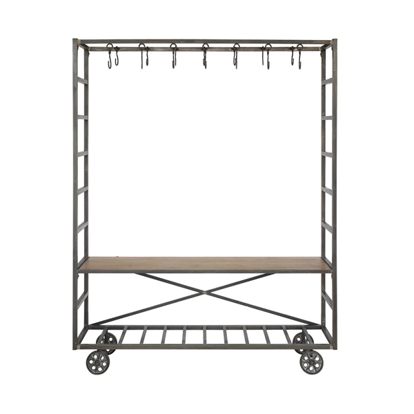 creative co op Metal Cart and Bench with Hooks