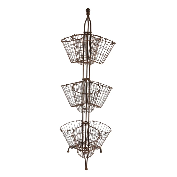 creative co op Metal Stand with Wire Baskets