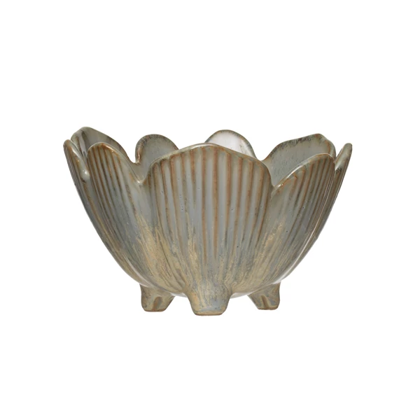 creative co op Porcelain Flower Bowl with Glaze