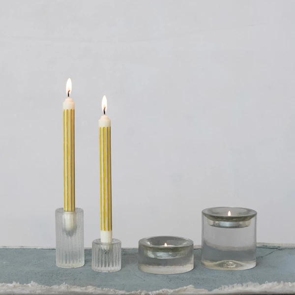 Creative Co Op Pressed Glass Tealight Holder