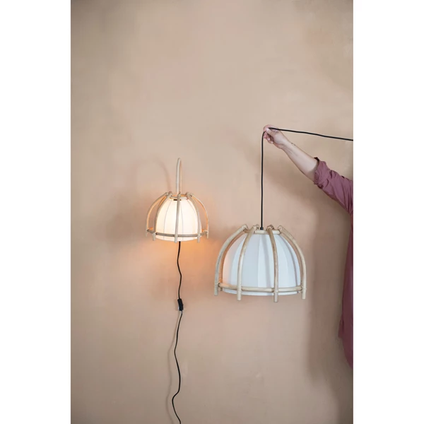 Creative Co Op Rattan And Cotton Pendant Lamp
