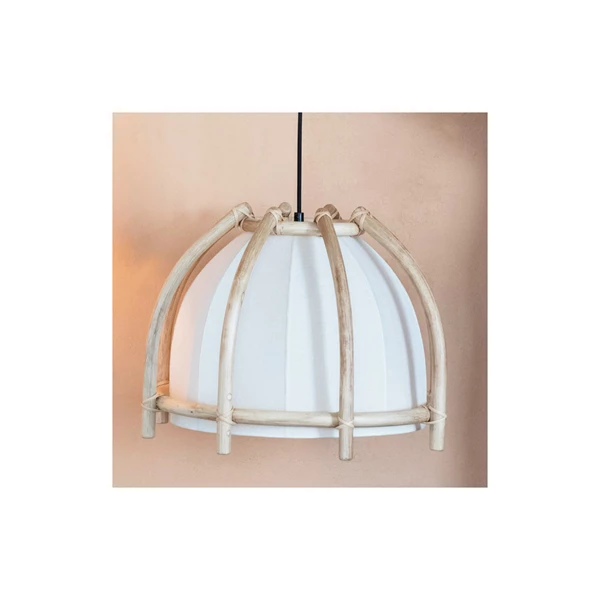 Creative Co Op Rattan And Cotton Pendant Lamp