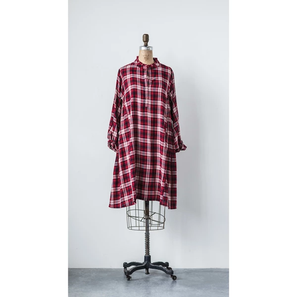 creative co op Rayon Jill Plaid Dress Extra Large