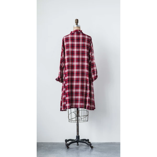 Creative Co Op Rayon Jill Plaid Dress Medium