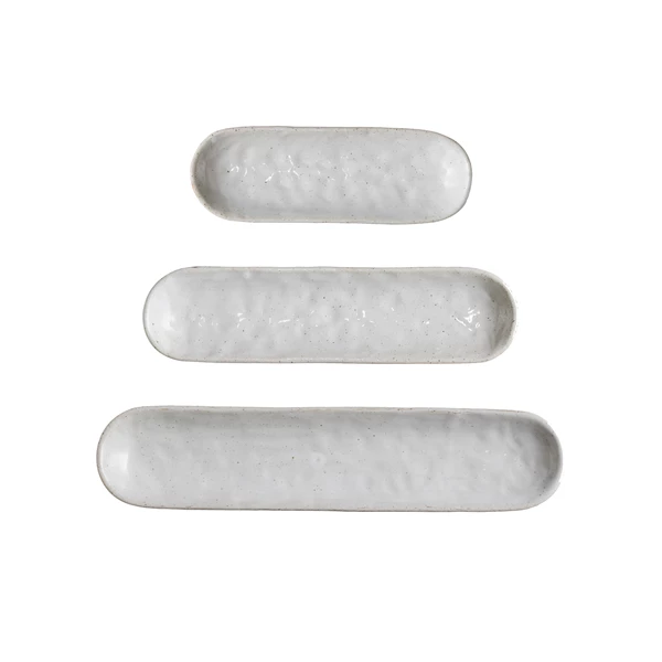 Creative Co Op Stoneware Trays Set Of 3