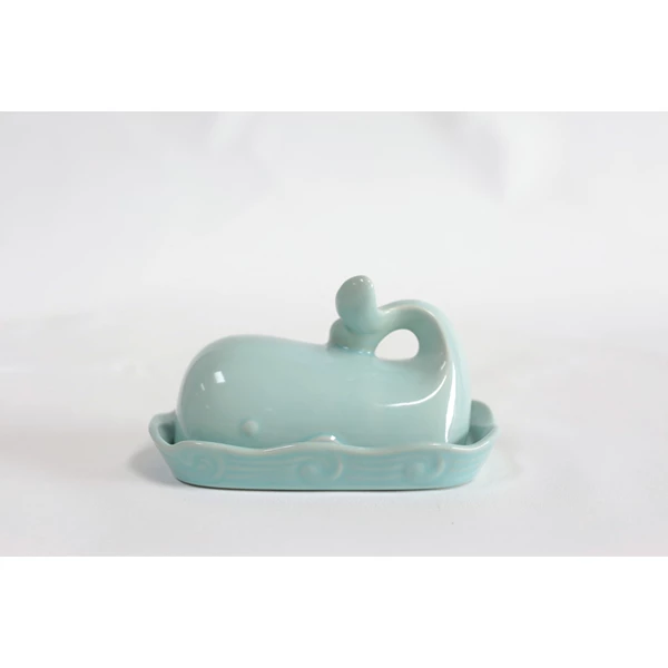Creative Co Op Stoneware Whale Butter Dish