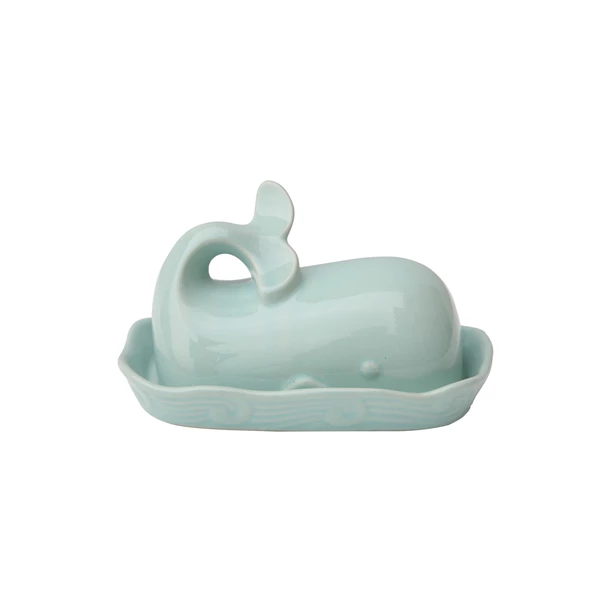 creative co op Stoneware Whale Butter Dish