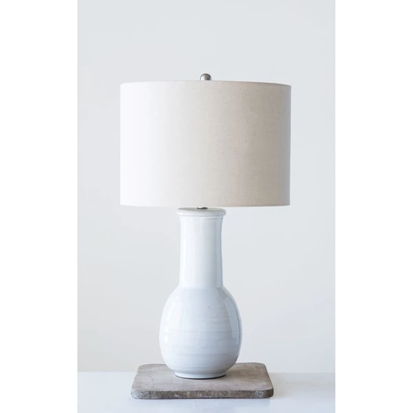 Creative Co Op Table Lamp With Natural Linen Shade