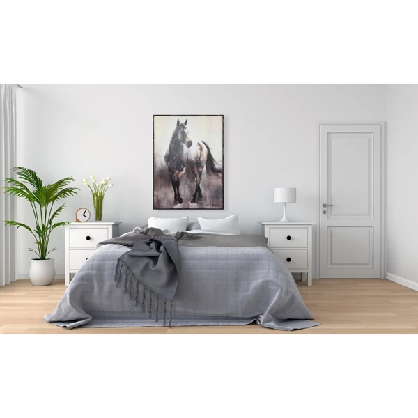 Creative Co Op Wood Framed Wall Canvas With Horse