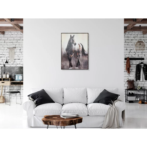 Creative Co Op Wood Framed Wall Canvas With Horse