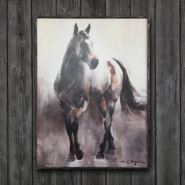 Creative Co Op Wood Framed Wall Canvas With Horse