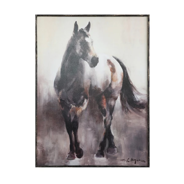 creative co op Wood Framed Wall Canvas with Horse