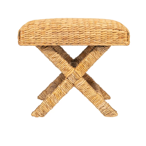 Creative Co Op Woven Water Hyacinth And Wood Stool