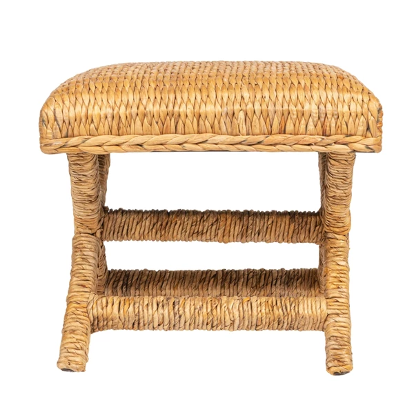 Creative Co Op Woven Water Hyacinth And Wood Stool