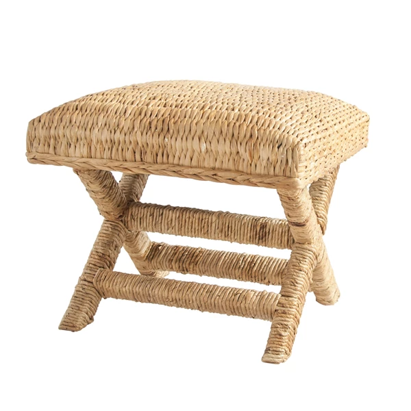creative co op Woven Water Hyacinth and Wood Stool