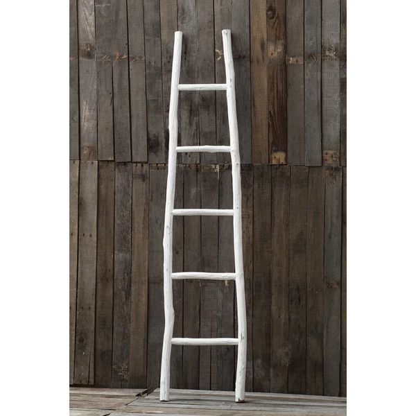 Creative Co Op Decorative Boho Painted Wood Blanket Ladder White