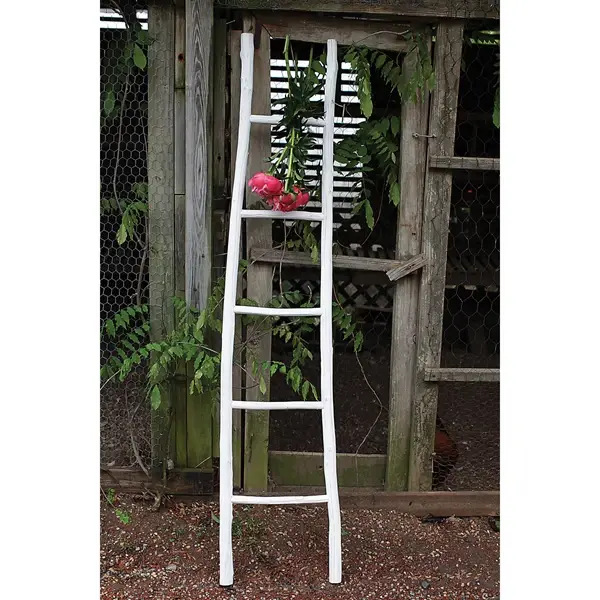 Creative Co Op Decorative Boho Painted Wood Blanket Ladder White