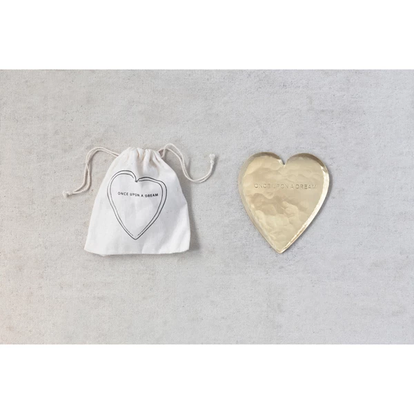 Creative Co Op Decorative Hammered Brass Heart Shaped Dish