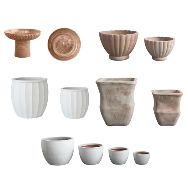 creative co op Desert Pot Pallet: 4 Bird Baths & 12 Sets of Pots (38 pieces)