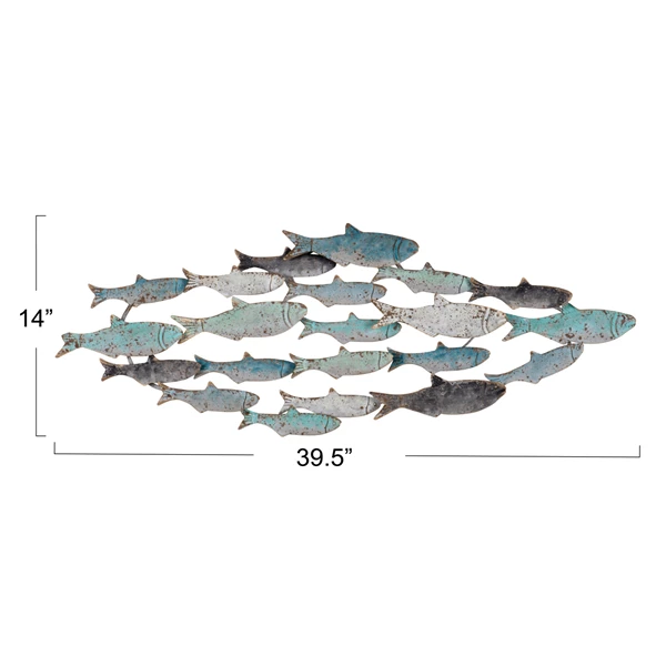 Creative Co Op Distressed Metal School Of Fish Wall Decor