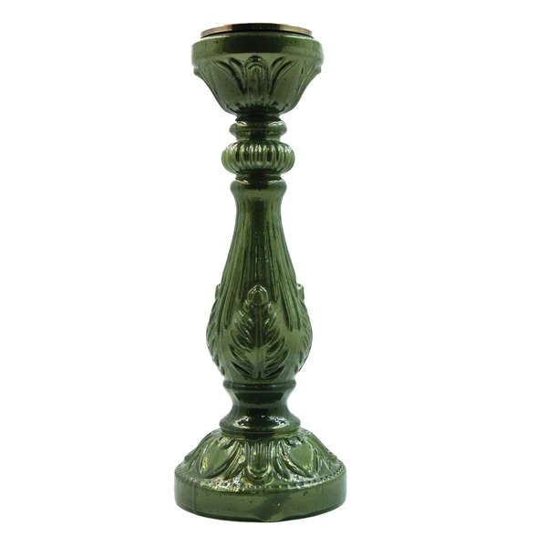 creative co op Embossed Mercury Glass Candle Holder Green (Holds 3" Pillar)