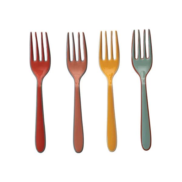 creative co op Enameled Stainless Steel Forks w/ Colored Edge 4 Colors Set of 4