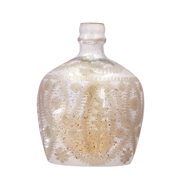 creative co op Etched Mercury Glass Vase Antique Silver Finish