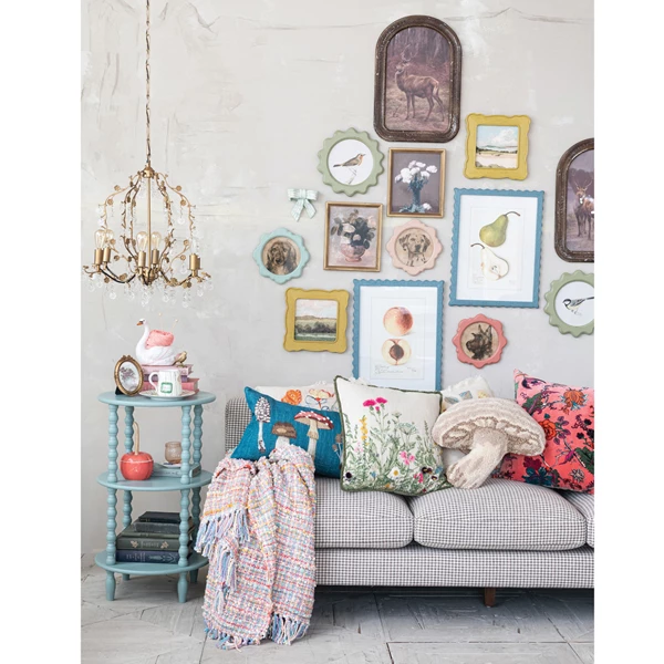 Creative Co Op Fabric Upholstered Sofa With Wood Legs On Casters KD