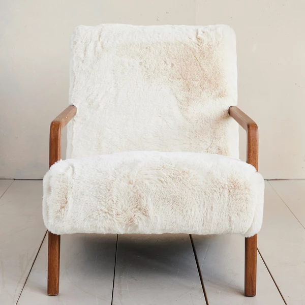 Creative Co Op Faux Fur Upholstered Chair With Rubberwood Frame KD