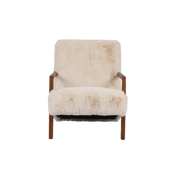 creative co op Faux Fur Upholstered Chair with Rubberwood Frame KD