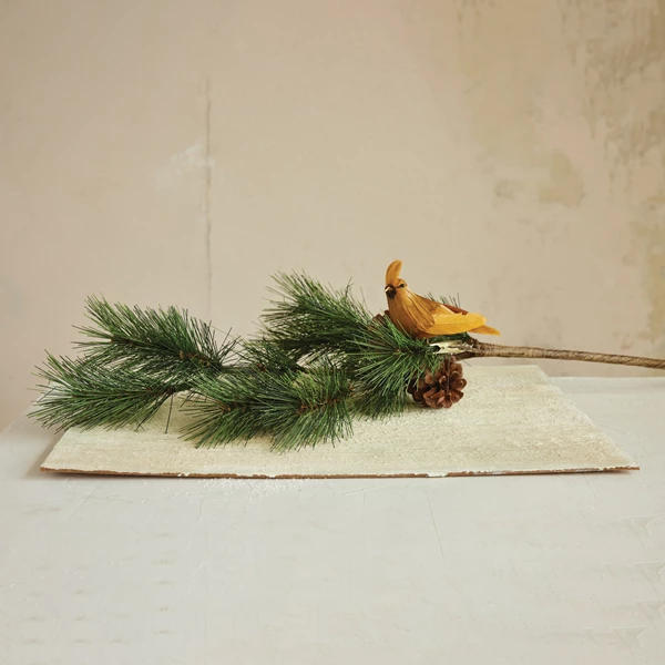 Creative Co Op Foam & Feather Cardinal Clip-on Ornament Orange Color