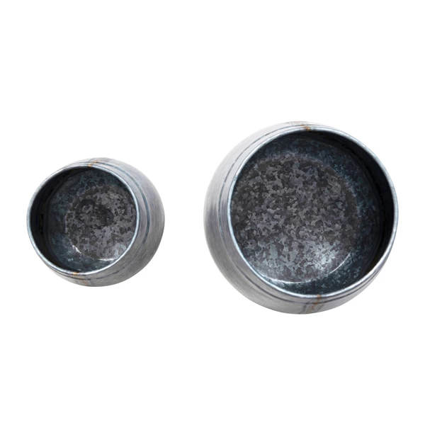 Creative Co Op Galvanized Metal Planters Antique Zinc Finish Set Of 2