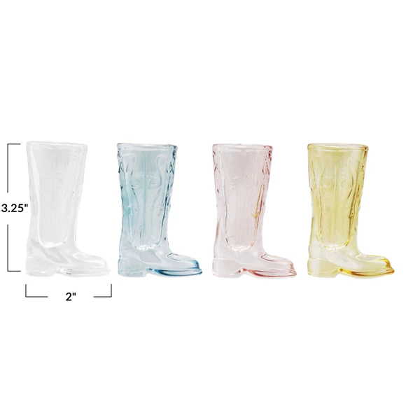 Creative Co Op Glass Cowboy Boot Shaped Mini Vase/Shot Glass 4 Colors