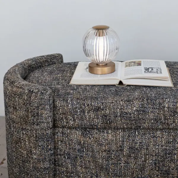 Creative Co Op Glass & Metal Pleated LED Table Lamp With Touch Sensor In Kraft Box