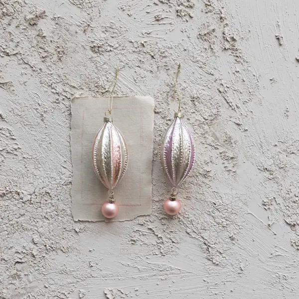 Creative Co Op Glass Pleated Finial Ornament W/ Ball 2 Colors