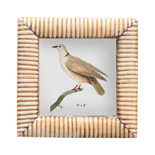 creative co op Hand-Carved Photo Frame with Ribbed Pattern