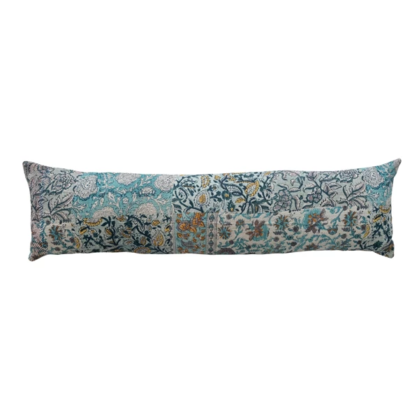 creative co op Hand-Embroidered Vintage Rali Quilt Lumbar Pillow (Each Will Vary)