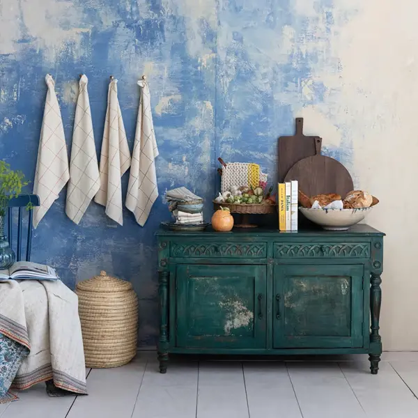 Creative Co Op Hand-Painted Carved Vintage Reproduction Cabinet (Each Will Vary)