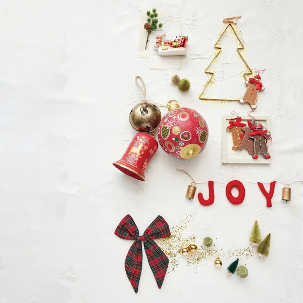 Creative Co Op Hand-Painted Metal Bell Ornament With Botanical Design