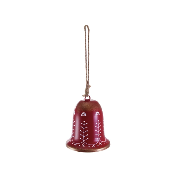 creative co op Hand-Painted Metal Bell Ornament with Botanical Design