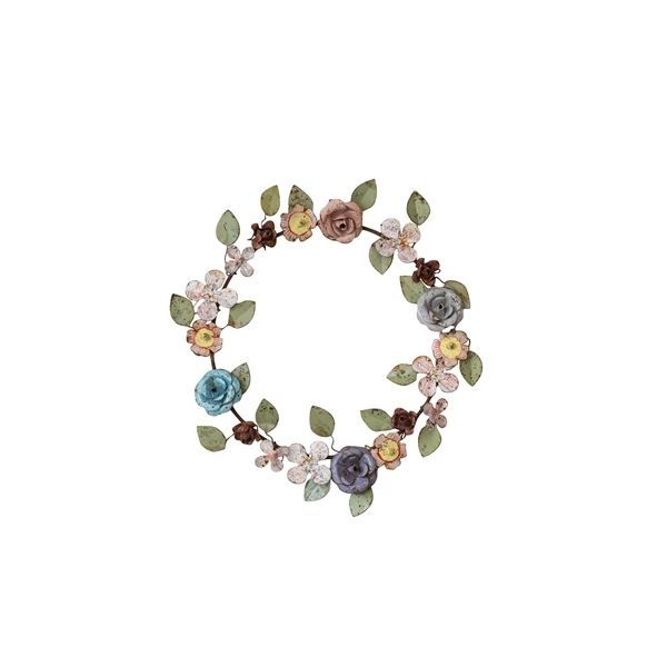 creative co op Hand-Painted Metal Vintage Reproduction Toleware Floral Wreath