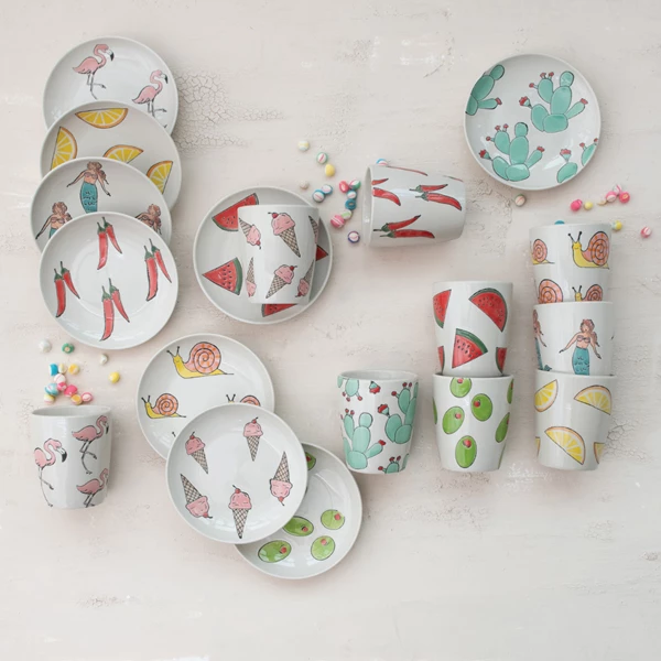 Creative Co Op Hand-Painted Stoneware Plate W/ Wax Relief Pattern 9 Styles ©