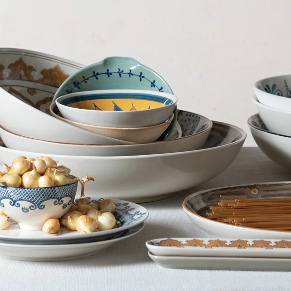 Creative Co Op Hand-Stamped Stoneware Bowl W/ Pattern