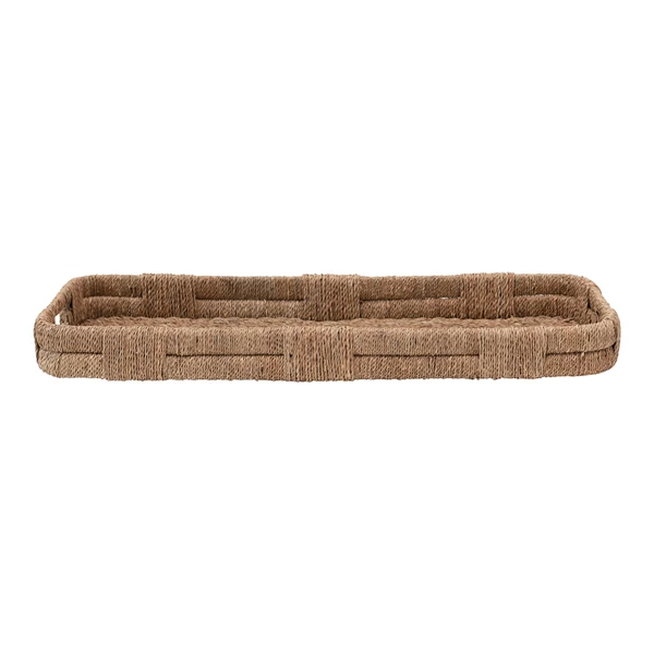 creative co op Hand-Woven Bankuan Tray with Handles