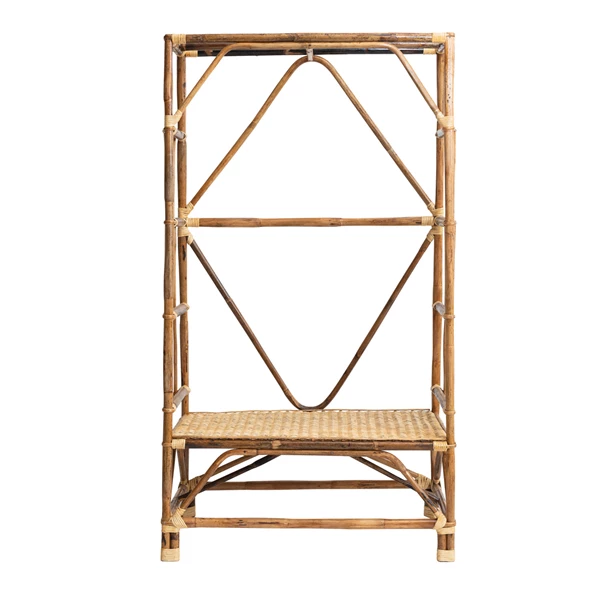 creative co op Hand-Woven Cane Clothes Rack w/ Shelf Natural