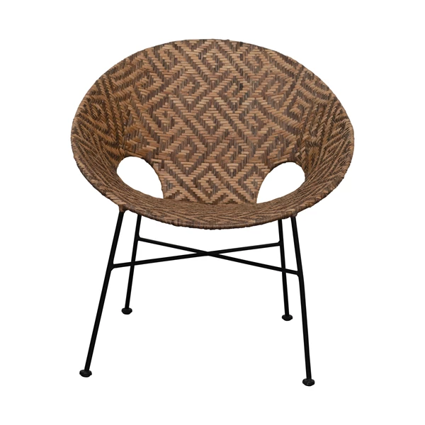 creative co op Hand-Woven Rattan Chair with Black Metal Frame
