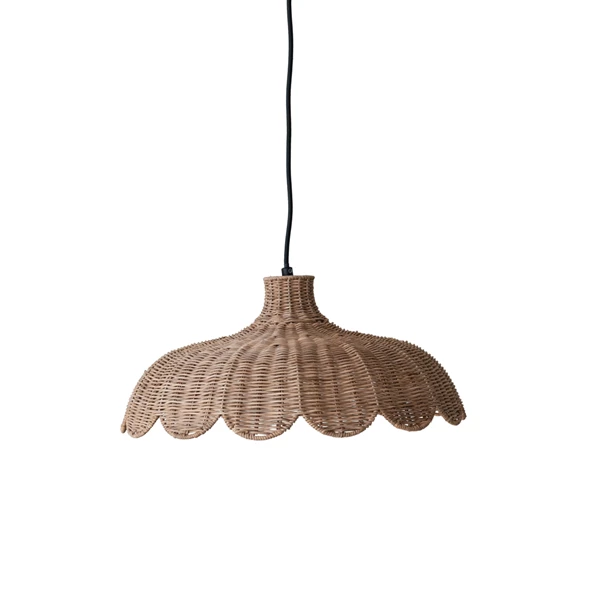 creative co op Hand-Woven Rattan Scalloped Pendant Lamp 5' Fabric Cord