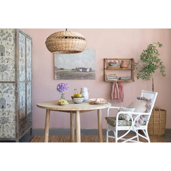 Creative Co Op Hand-Woven Rattan Semi-Flush Ceiling Lamp