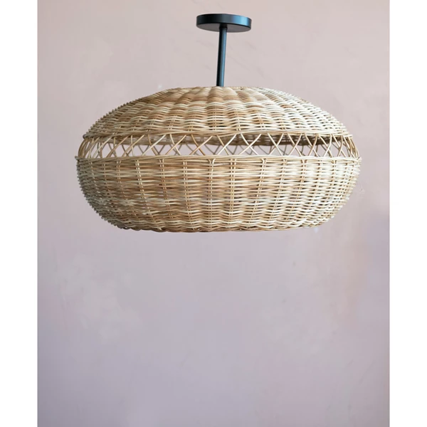 Creative Co Op Hand-Woven Rattan Semi-Flush Ceiling Lamp