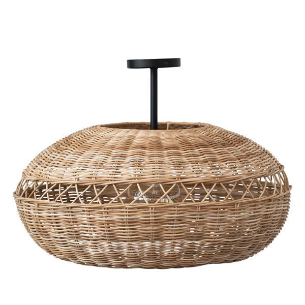 creative co op Hand-Woven Rattan Semi-Flush Ceiling Lamp